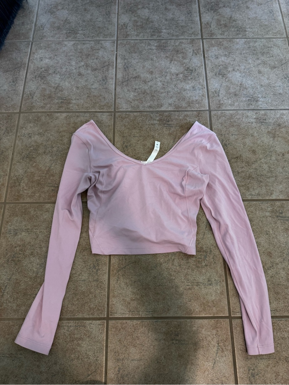 lululemon athletica Long Sleeve V-Neck Cropped Top - Light Pink